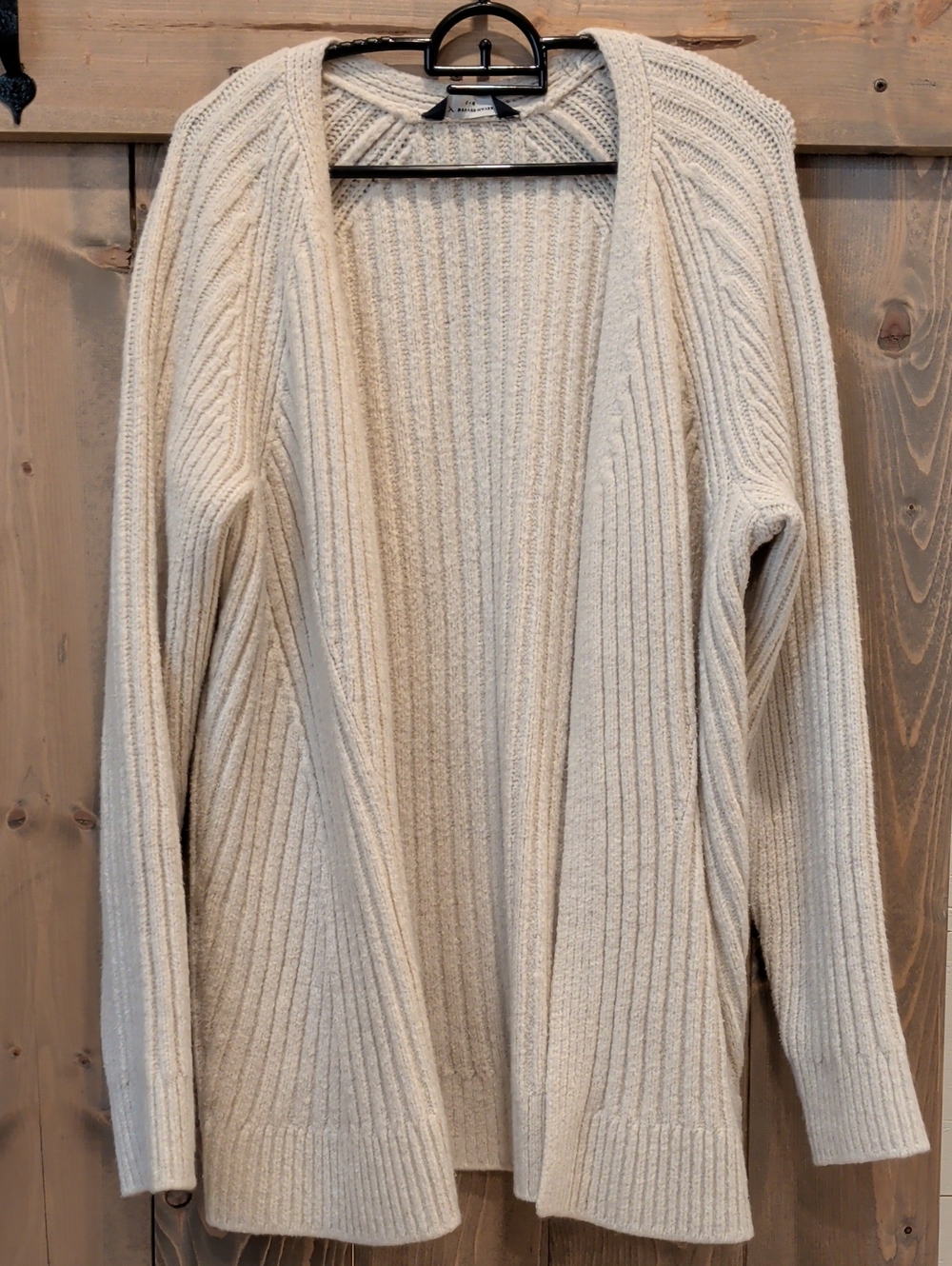 Denver Hayes Cozy Ribbed Open-Front Cardigan in Cream